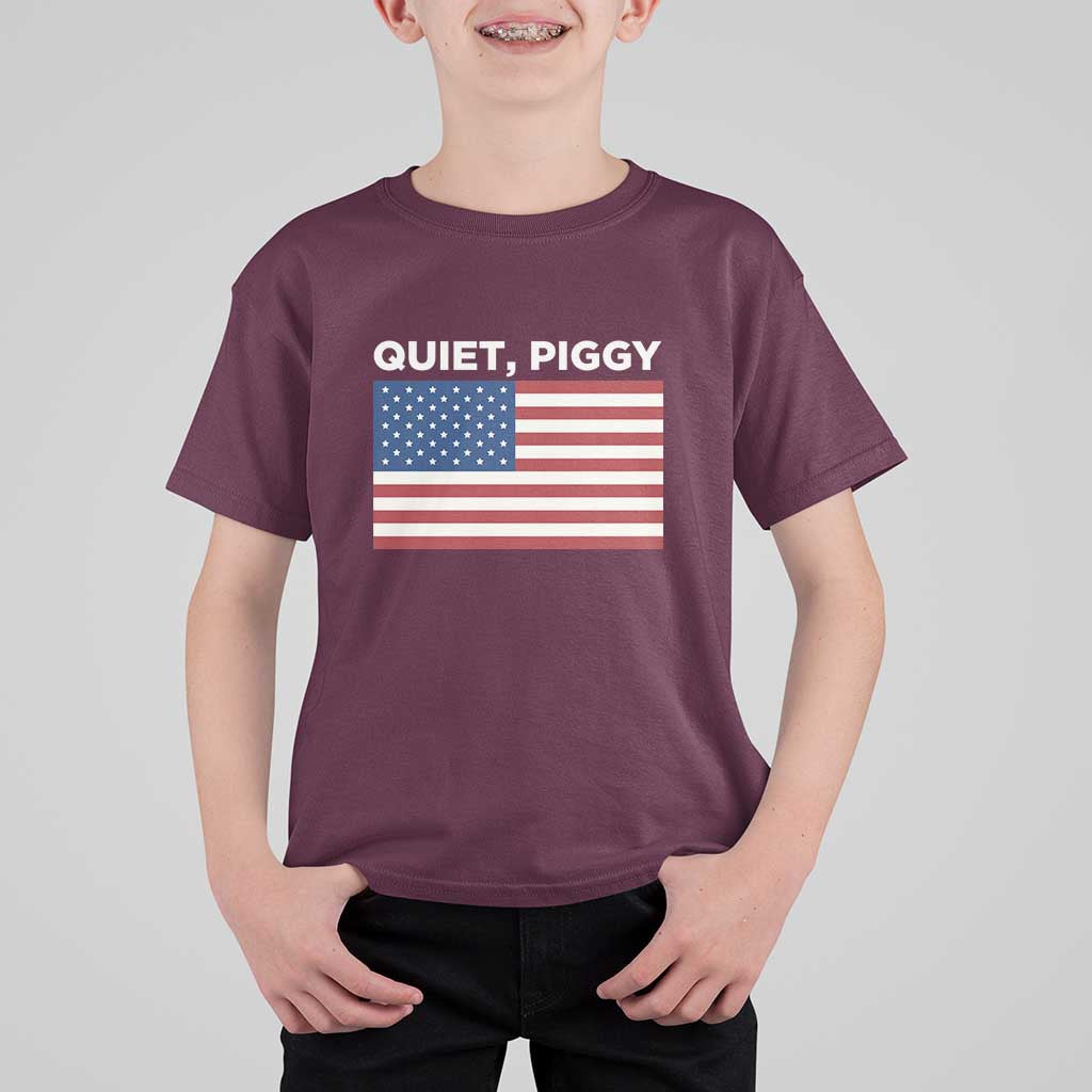 Quiet Piggy Patriotic Meme T Shirt For Kid Satirical USA Flag Free Speech - Wonder Print Shop