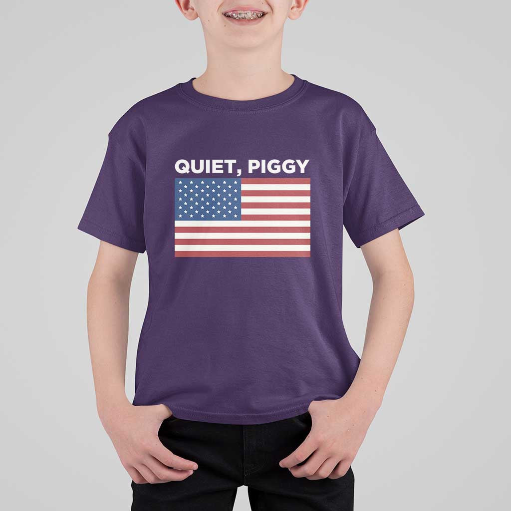 Quiet Piggy Patriotic Meme T Shirt For Kid Satirical USA Flag Free Speech - Wonder Print Shop