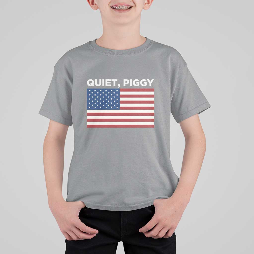 Quiet Piggy Patriotic Meme T Shirt For Kid Satirical USA Flag Free Speech - Wonder Print Shop