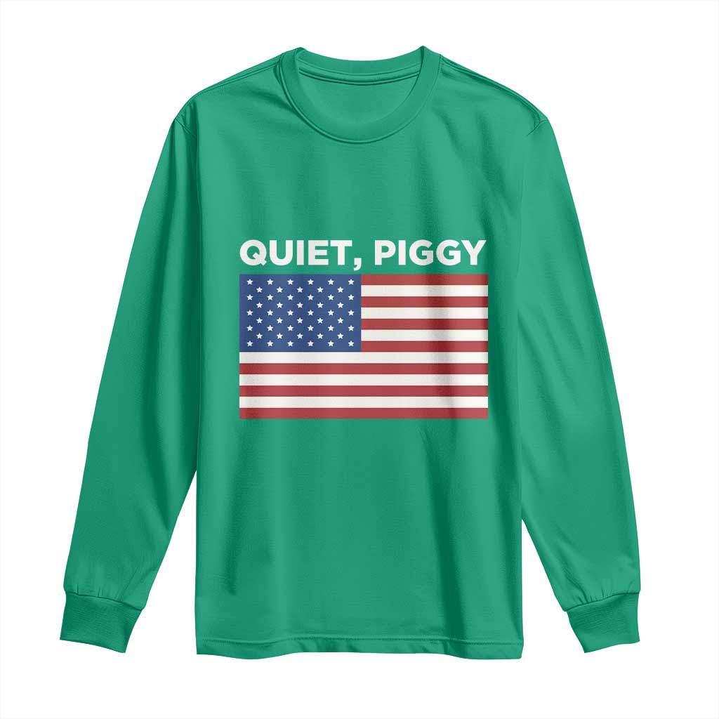 Quiet Piggy Patriotic Meme Long Sleeve Shirt Satirical USA Flag Free Speech - Wonder Print Shop