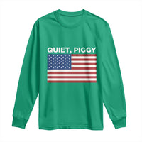 Quiet Piggy Patriotic Meme Long Sleeve Shirt Satirical USA Flag Free Speech - Wonder Print Shop