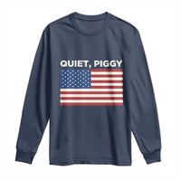 Quiet Piggy Patriotic Meme Long Sleeve Shirt Satirical USA Flag Free Speech - Wonder Print Shop