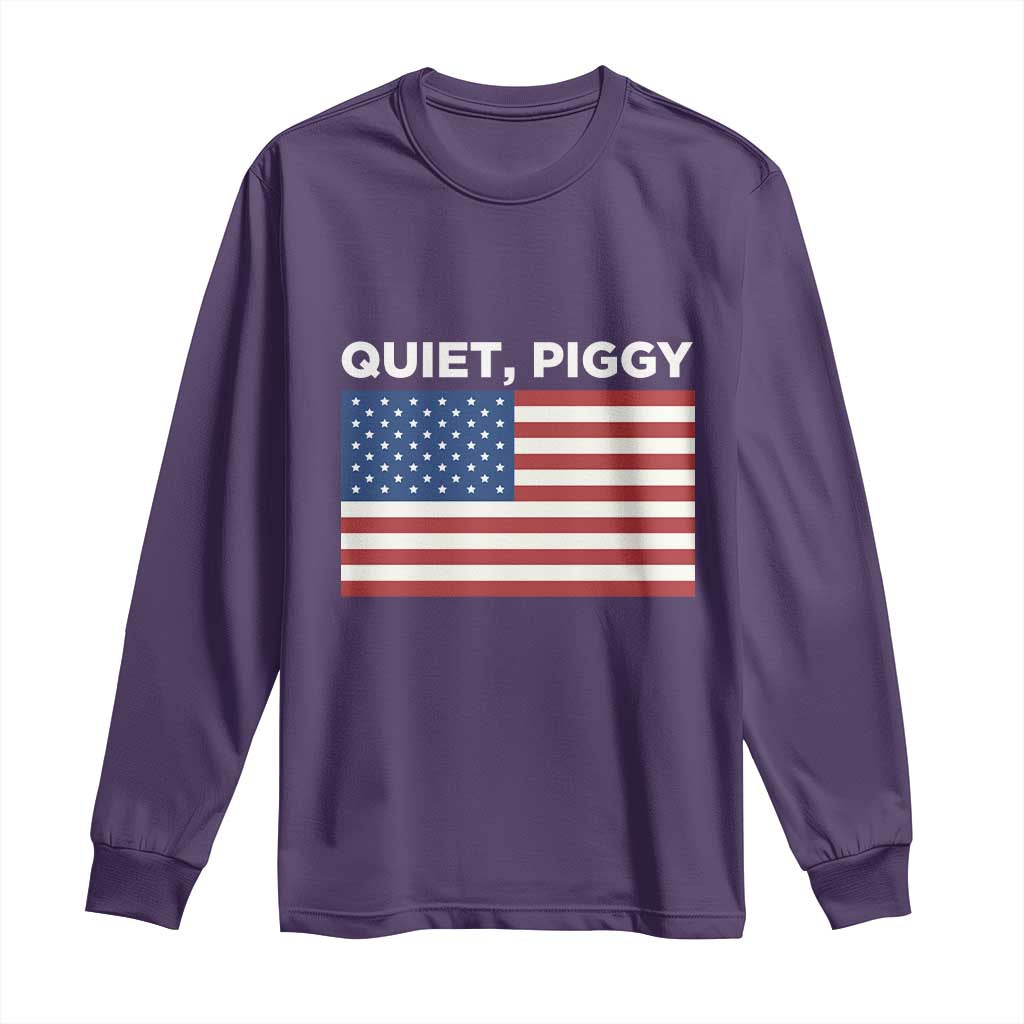 Quiet Piggy Patriotic Meme Long Sleeve Shirt Satirical USA Flag Free Speech - Wonder Print Shop