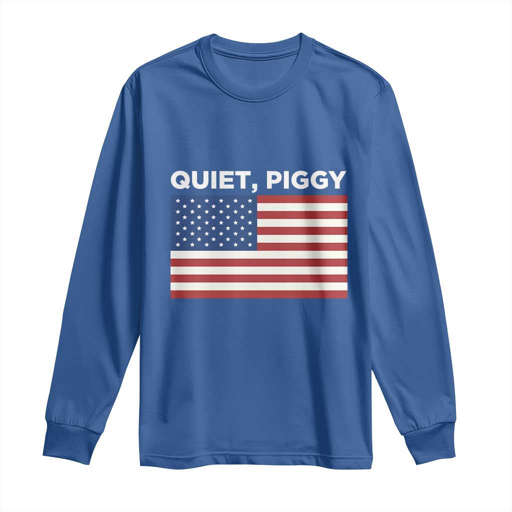 Quiet Piggy Patriotic Meme Long Sleeve Shirt Satirical USA Flag Free Speech - Wonder Print Shop