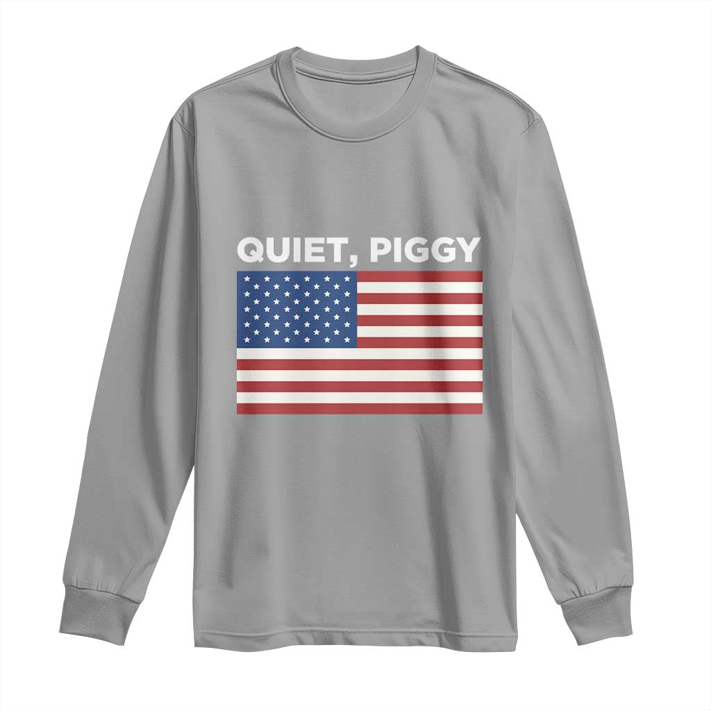 Quiet Piggy Patriotic Meme Long Sleeve Shirt Satirical USA Flag Free Speech - Wonder Print Shop