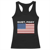Quiet Piggy Patriotic Meme Racerback Tank Top Satirical USA Flag Free Speech - Wonder Print Shop