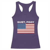 Quiet Piggy Patriotic Meme Racerback Tank Top Satirical USA Flag Free Speech - Wonder Print Shop