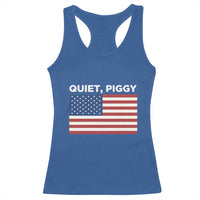 Quiet Piggy Patriotic Meme Racerback Tank Top Satirical USA Flag Free Speech - Wonder Print Shop