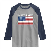 Quiet Piggy Patriotic Meme Raglan Shirt Satirical USA Flag Free Speech - Wonder Print Shop
