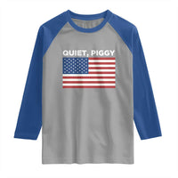 Quiet Piggy Patriotic Meme Raglan Shirt Satirical USA Flag Free Speech - Wonder Print Shop