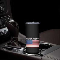 Quiet Piggy Patriotic Meme Skinny Tumbler Satirical USA Flag Free Speech - Wonder Print Shop