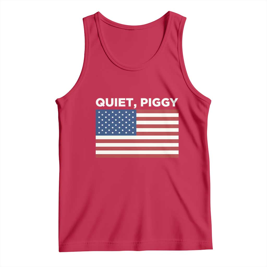 Quiet Piggy Patriotic Meme Tank Top Satirical USA Flag Free Speech - Wonder Print Shop