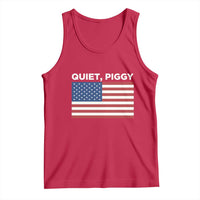 Quiet Piggy Patriotic Meme Tank Top Satirical USA Flag Free Speech - Wonder Print Shop