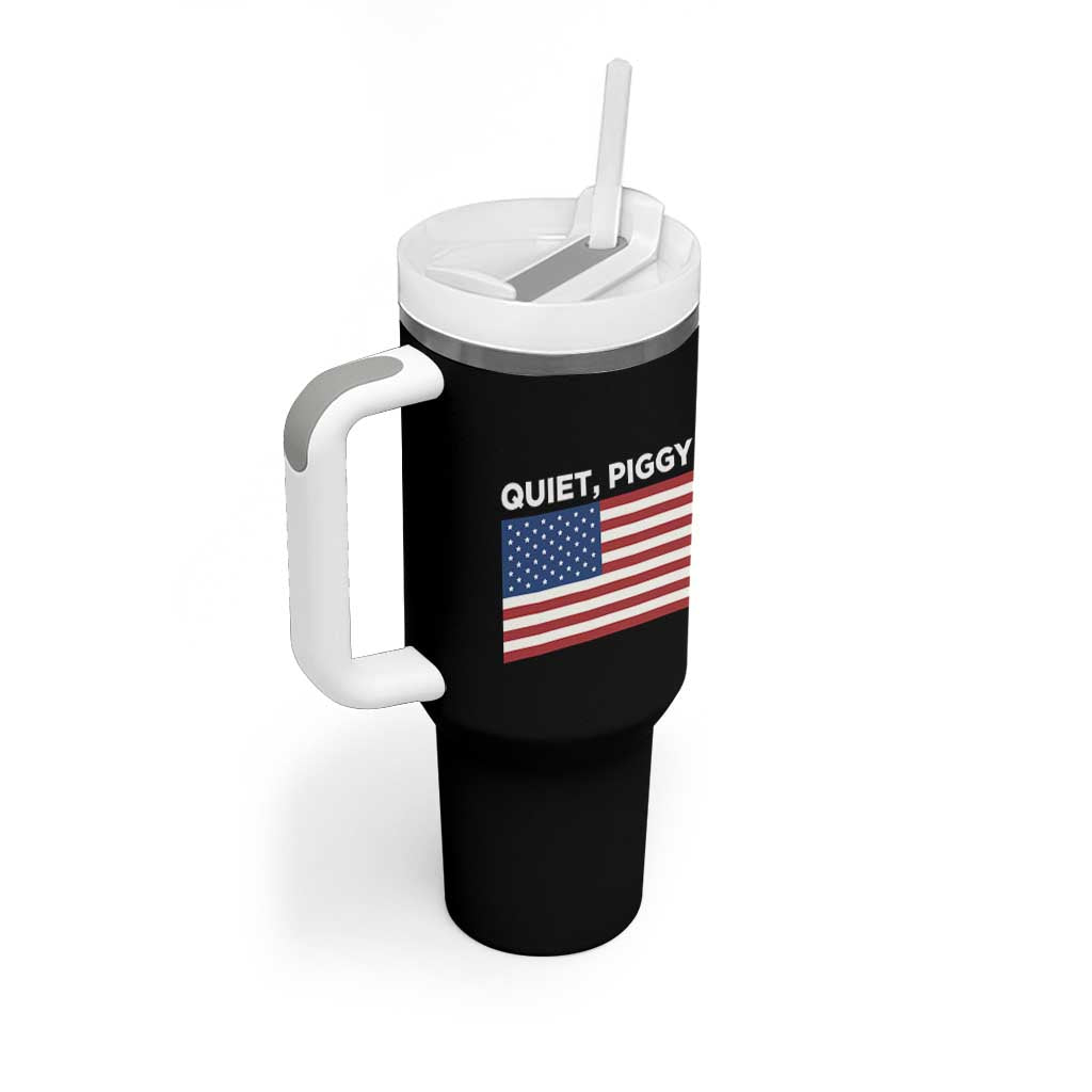Quiet Piggy Patriotic Meme Tumbler With Handle Satirical USA Flag Free Speech - Wonder Print Shop