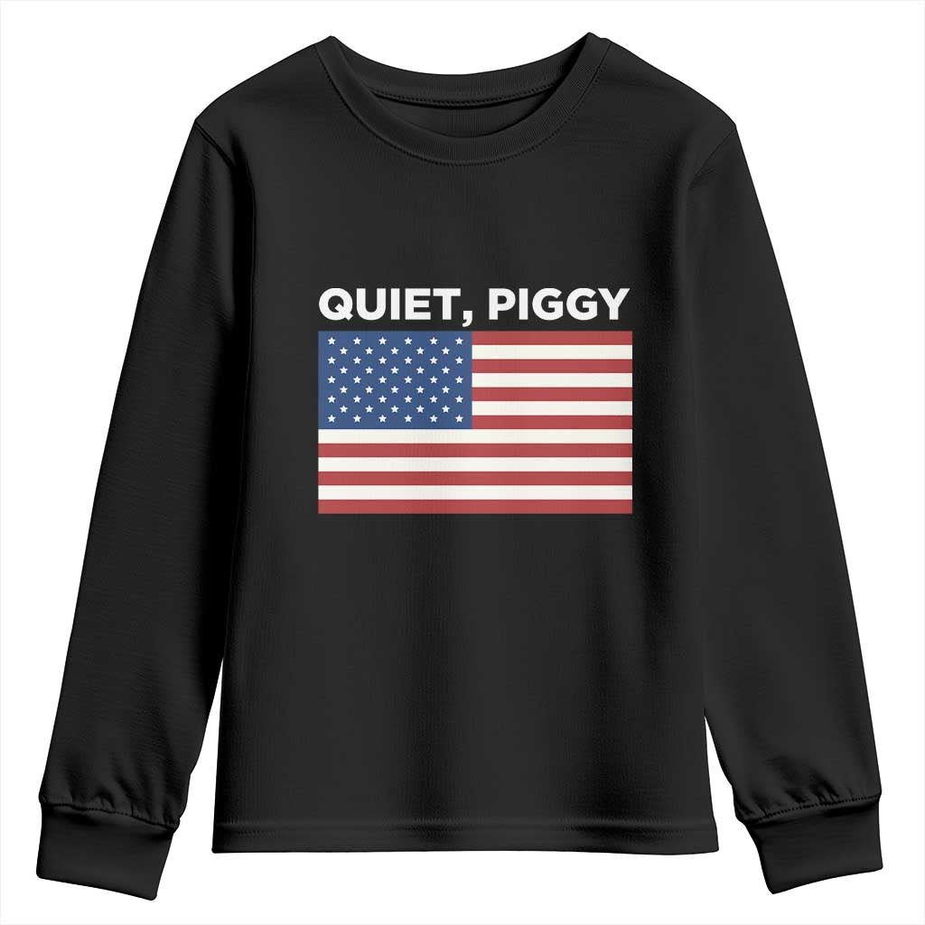 Quiet Piggy Patriotic Meme Youth Sweatshirt Satirical USA Flag Free Speech - Wonder Print Shop