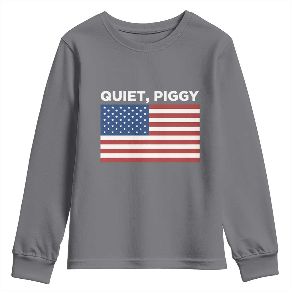 Quiet Piggy Patriotic Meme Youth Sweatshirt Satirical USA Flag Free Speech - Wonder Print Shop