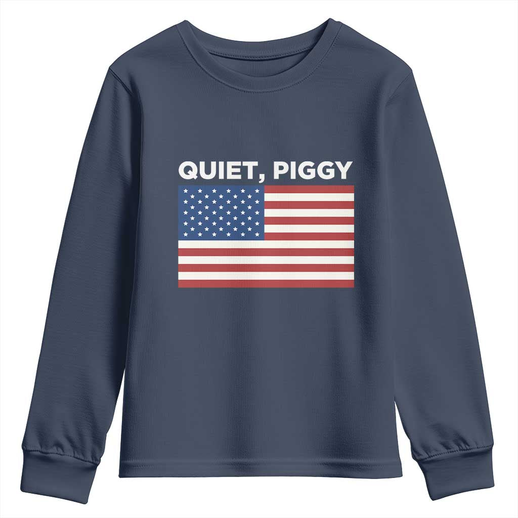 Quiet Piggy Patriotic Meme Youth Sweatshirt Satirical USA Flag Free Speech - Wonder Print Shop