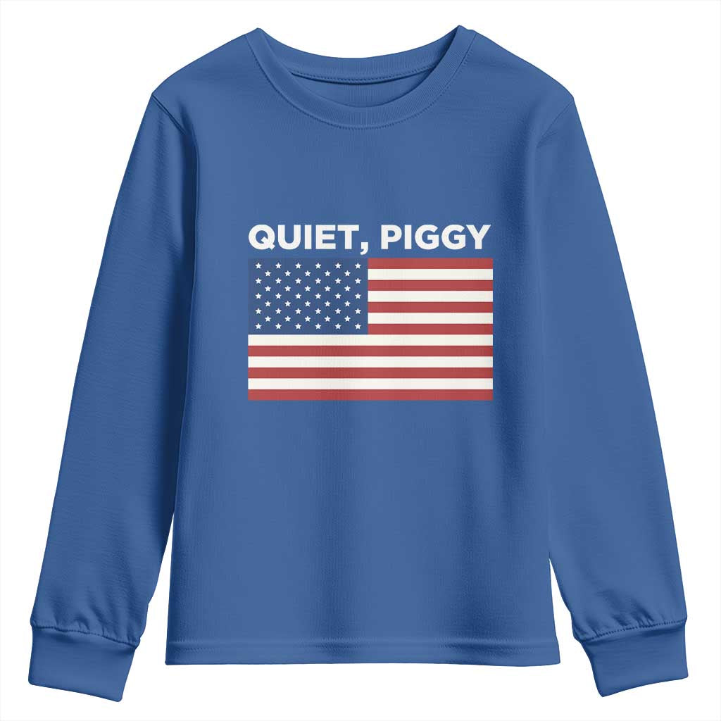 Quiet Piggy Patriotic Meme Youth Sweatshirt Satirical USA Flag Free Speech - Wonder Print Shop