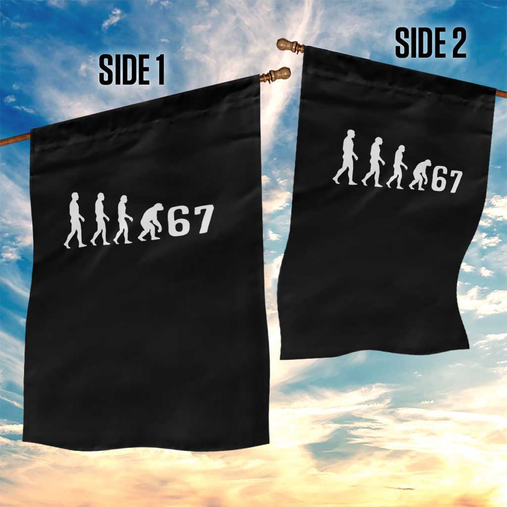 Funny 67 Reverse Evolution Garden Flag Sarcastic Six Seven Meme - Wonder Print Shop