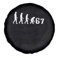 Funny 67 Reverse Evolution Spare Tire Cover Sarcastic Six Seven Meme - Wonder Print Shop
