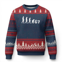 Funny 67 Reverse Evolution Ugly Christmas Sweater Sarcastic Six Seven Meme - Wonder Print Shop
