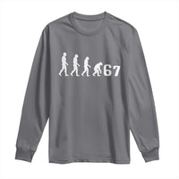 Funny 67 Reverse Evolution Long Sleeve Shirt Sarcastic Six Seven Meme - Wonder Print Shop