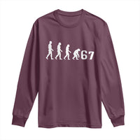 Funny 67 Reverse Evolution Long Sleeve Shirt Sarcastic Six Seven Meme - Wonder Print Shop