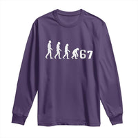 Funny 67 Reverse Evolution Long Sleeve Shirt Sarcastic Six Seven Meme - Wonder Print Shop