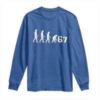 Funny 67 Reverse Evolution Long Sleeve Shirt Sarcastic Six Seven Meme - Wonder Print Shop