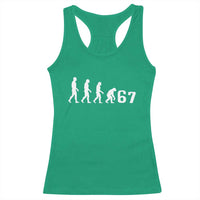 Funny 67 Reverse Evolution Racerback Tank Top Sarcastic Six Seven Meme - Wonder Print Shop