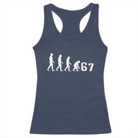 Funny 67 Reverse Evolution Racerback Tank Top Sarcastic Six Seven Meme - Wonder Print Shop
