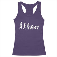 Funny 67 Reverse Evolution Racerback Tank Top Sarcastic Six Seven Meme - Wonder Print Shop