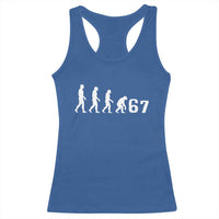 Funny 67 Reverse Evolution Racerback Tank Top Sarcastic Six Seven Meme - Wonder Print Shop
