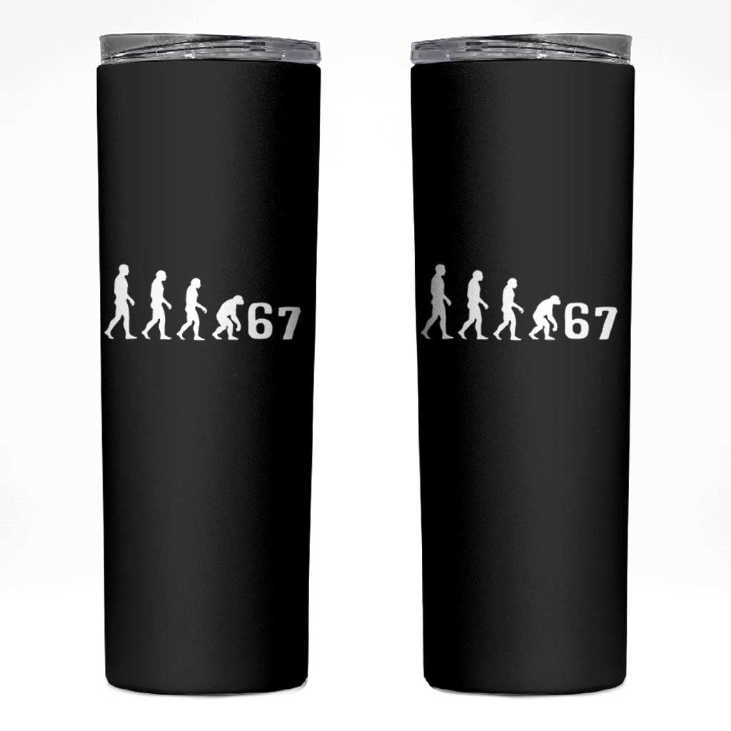 Funny 67 Reverse Evolution Skinny Tumbler Sarcastic Six Seven Meme - Wonder Print Shop