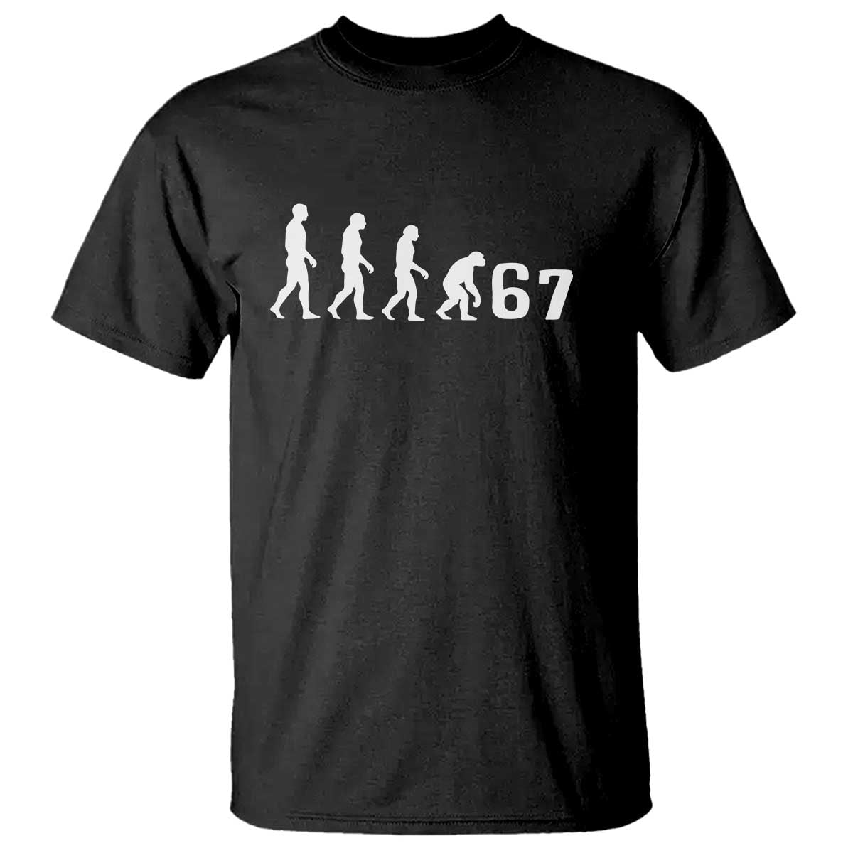 Funny 67 Reverse Evolution T Shirt Sarcastic Six Seven Meme - Wonder Print Shop