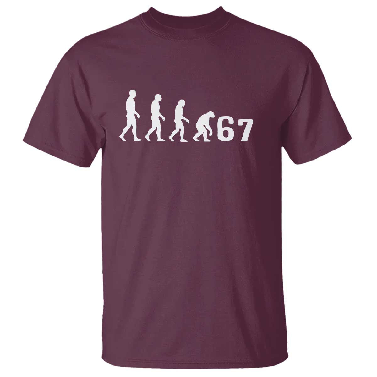 Funny 67 Reverse Evolution T Shirt Sarcastic Six Seven Meme - Wonder Print Shop