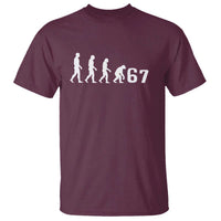 Funny 67 Reverse Evolution T Shirt Sarcastic Six Seven Meme - Wonder Print Shop