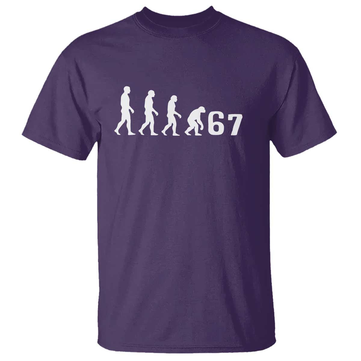 Funny 67 Reverse Evolution T Shirt Sarcastic Six Seven Meme - Wonder Print Shop