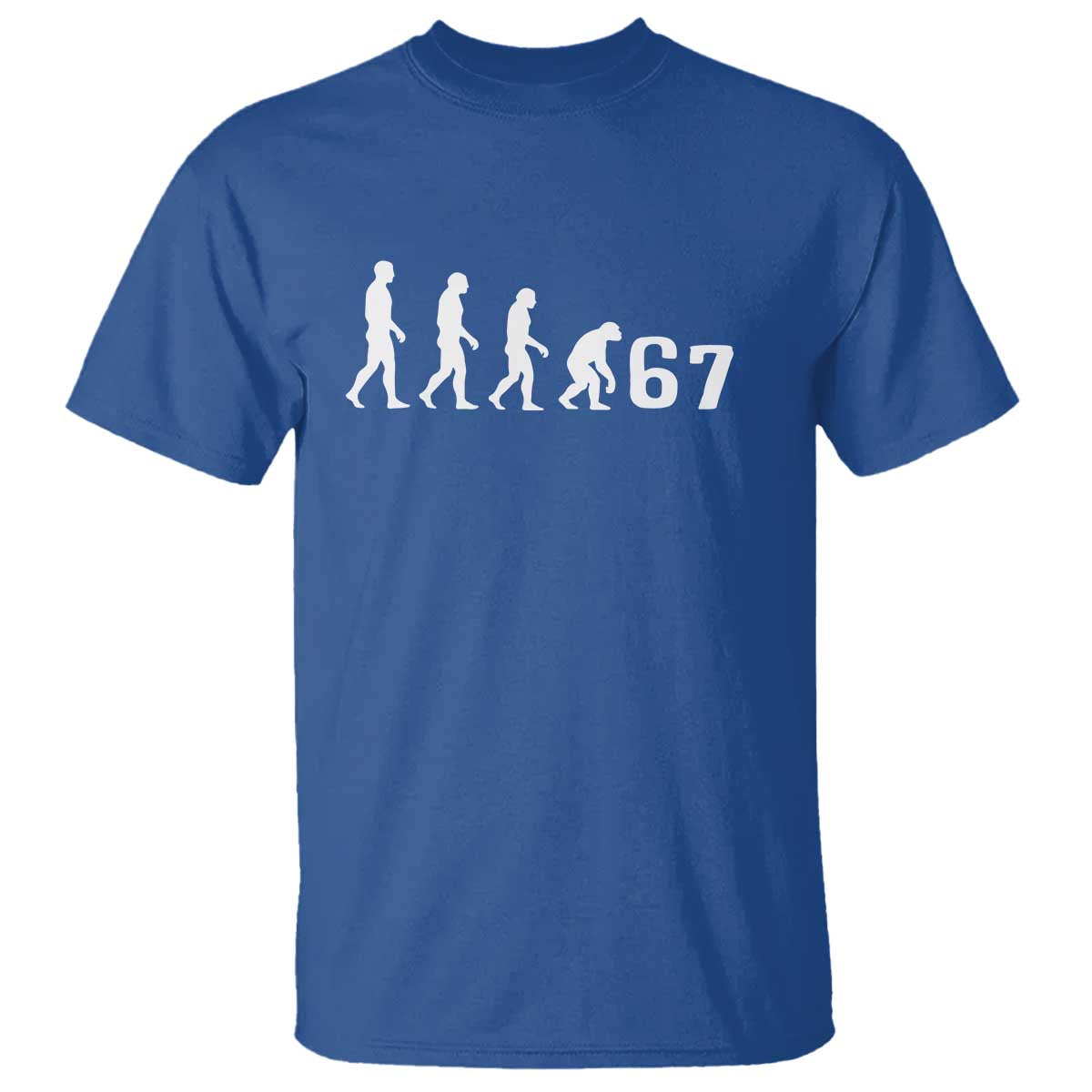Funny 67 Reverse Evolution T Shirt Sarcastic Six Seven Meme - Wonder Print Shop