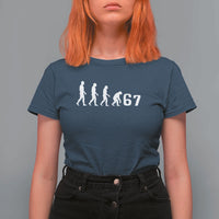 Funny 67 Reverse Evolution T Shirt For Women Sarcastic Six Seven Meme - Wonder Print Shop