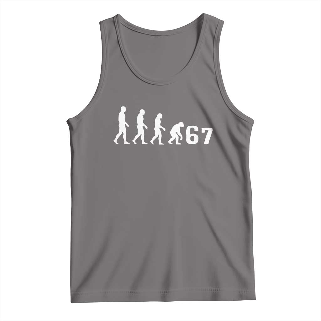 Funny 67 Reverse Evolution Tank Top Sarcastic Six Seven Meme - Wonder Print Shop