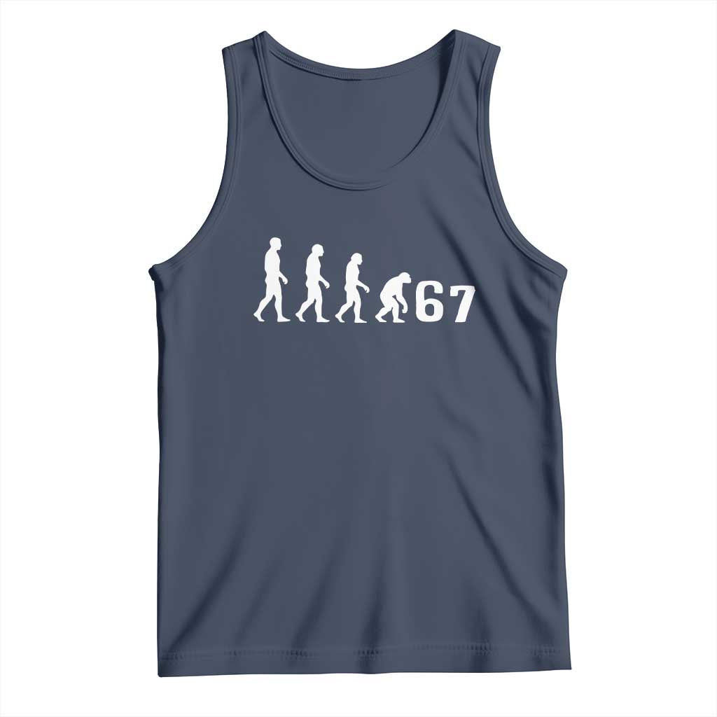 Funny 67 Reverse Evolution Tank Top Sarcastic Six Seven Meme - Wonder Print Shop