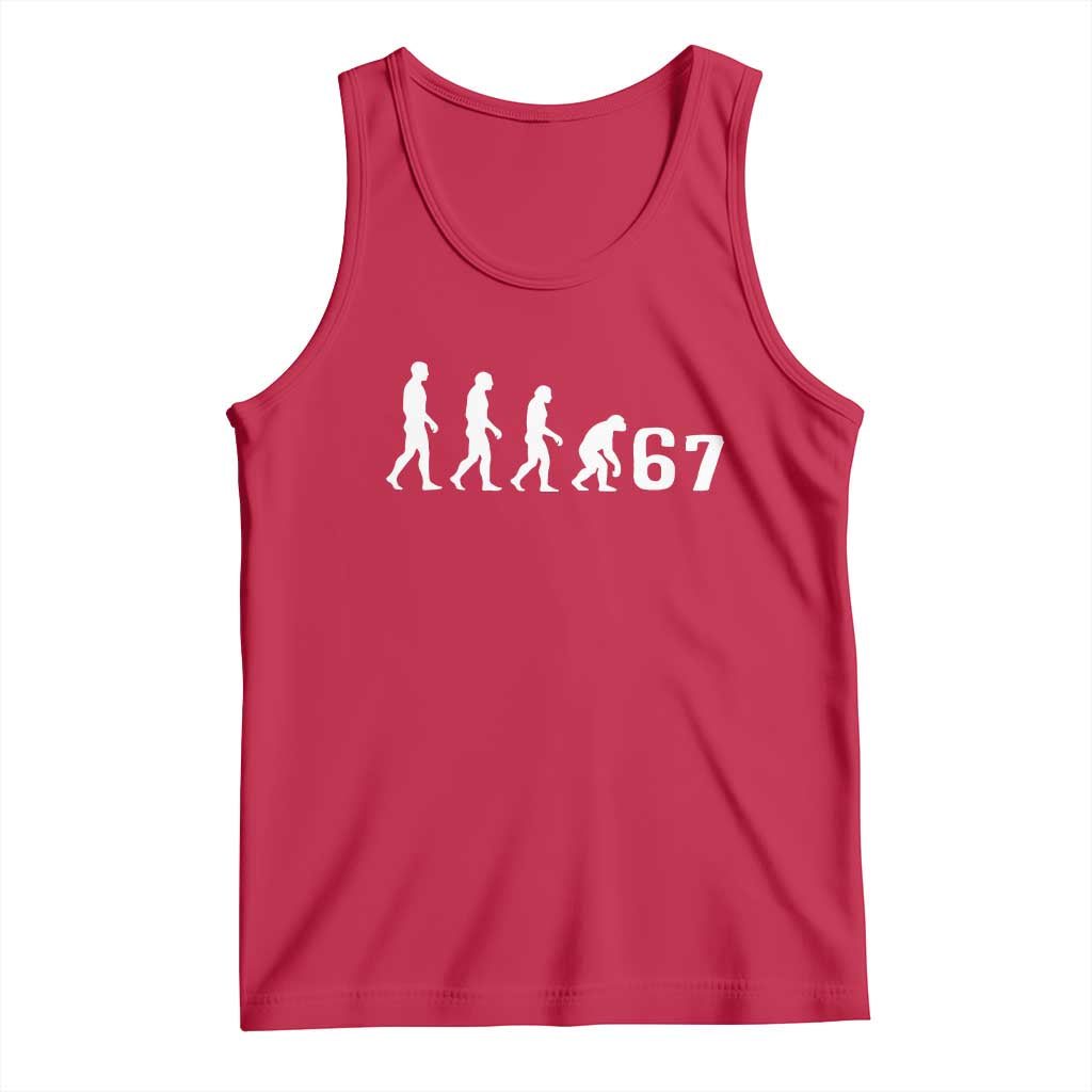 Funny 67 Reverse Evolution Tank Top Sarcastic Six Seven Meme - Wonder Print Shop