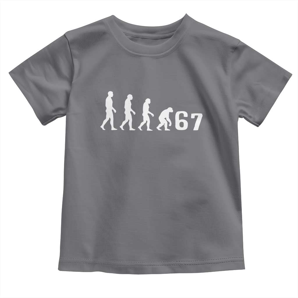 Funny 67 Reverse Evolution Toddler T Shirt Sarcastic Six Seven Meme - Wonder Print Shop