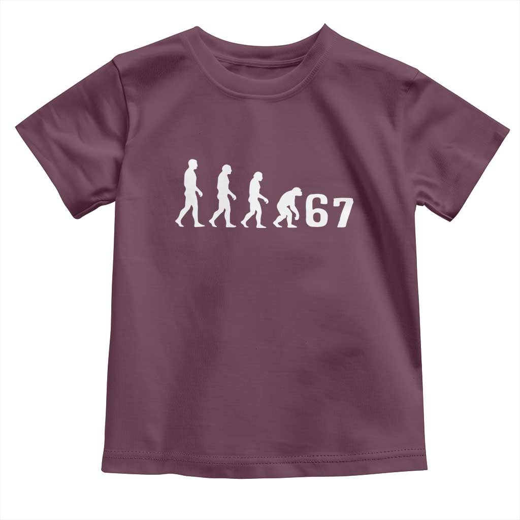 Funny 67 Reverse Evolution Toddler T Shirt Sarcastic Six Seven Meme - Wonder Print Shop