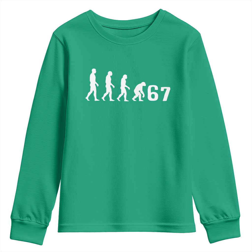 Funny 67 Reverse Evolution Youth Sweatshirt Sarcastic Six Seven Meme - Wonder Print Shop