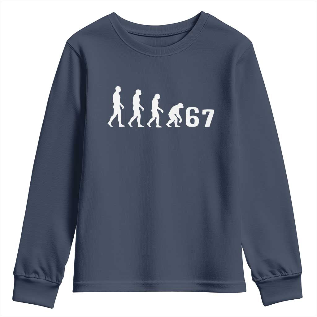 Funny 67 Reverse Evolution Youth Sweatshirt Sarcastic Six Seven Meme - Wonder Print Shop