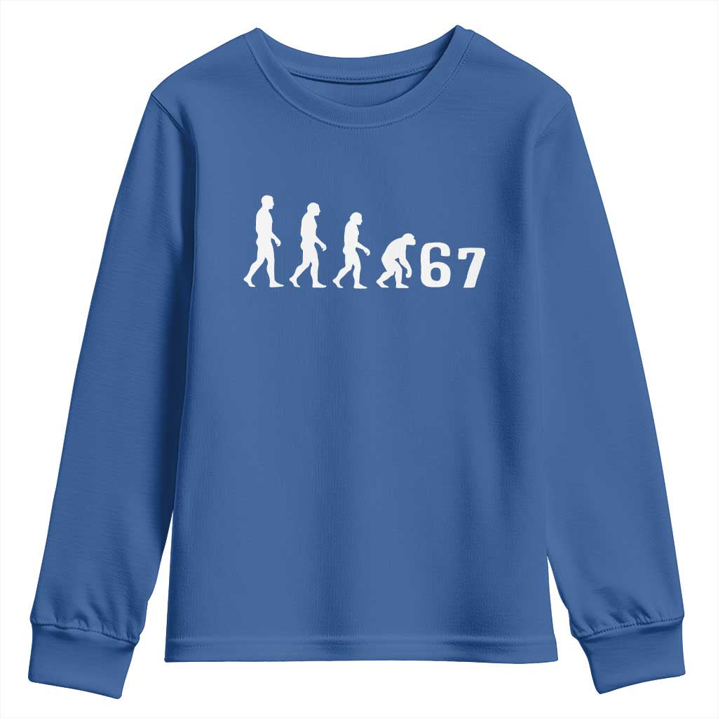Funny 67 Reverse Evolution Youth Sweatshirt Sarcastic Six Seven Meme - Wonder Print Shop