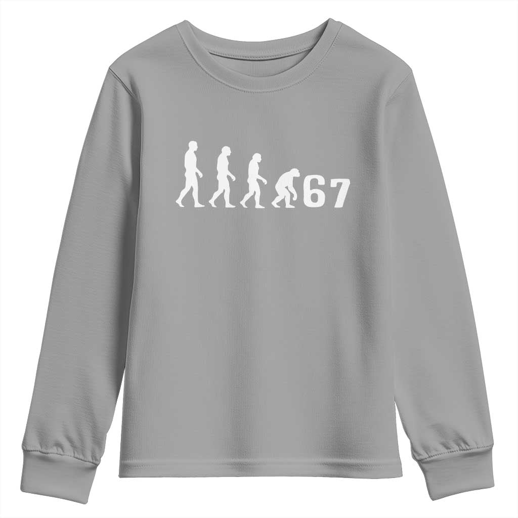 Funny 67 Reverse Evolution Youth Sweatshirt Sarcastic Six Seven Meme - Wonder Print Shop