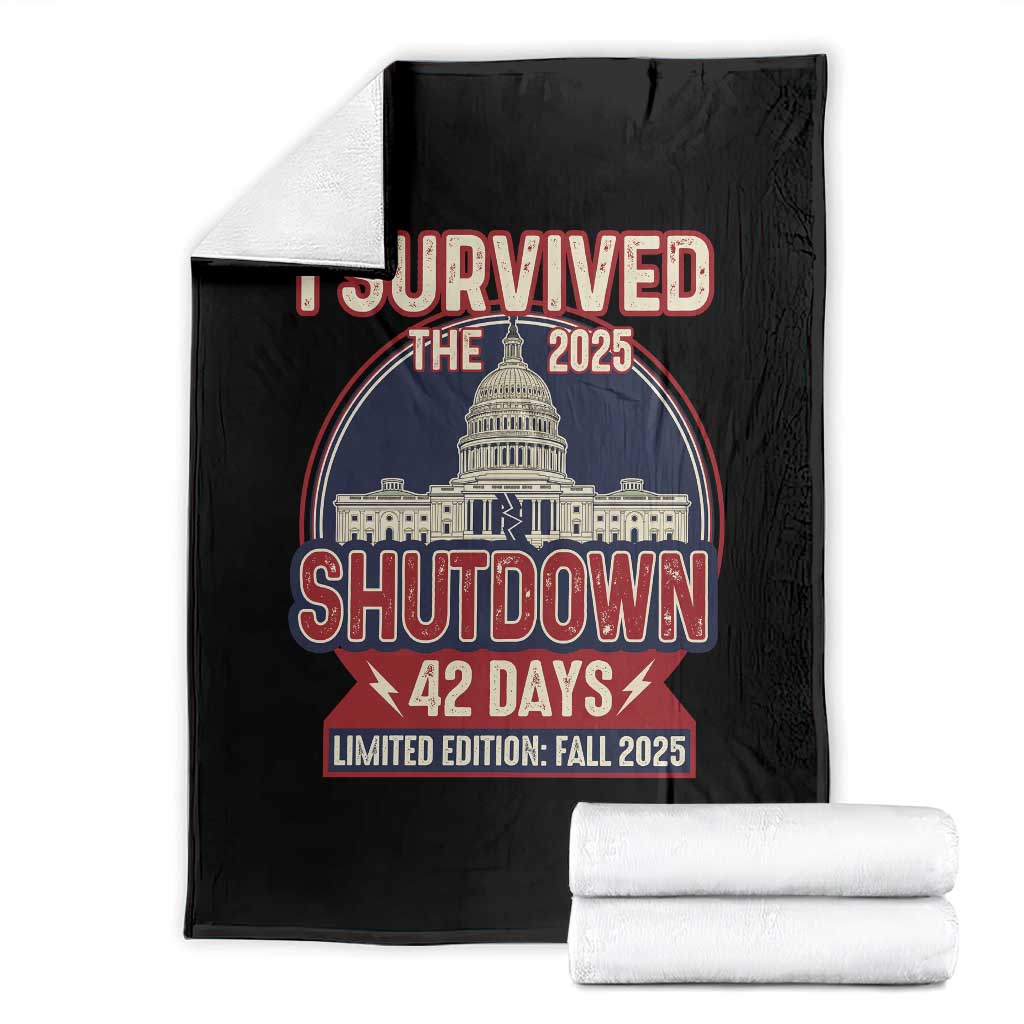 I Survived the 2025 Shutdown Throw Blanket Funny Government Closure Parody Political Humor - Wonder Print Shop